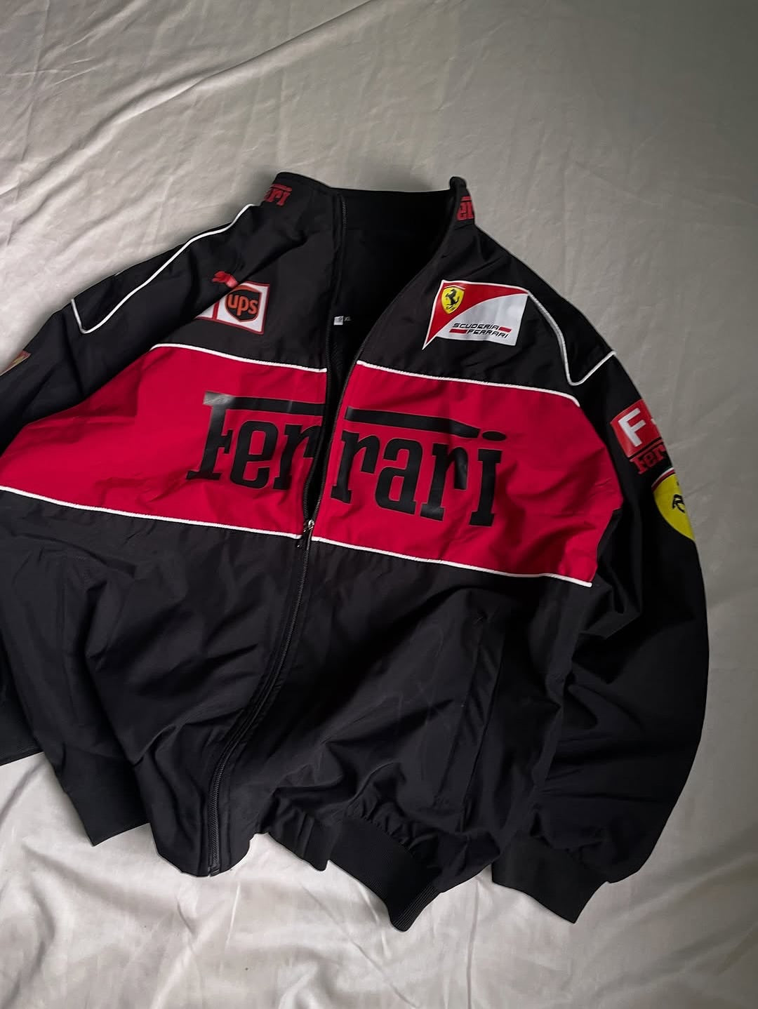 Black Ferrari Racing Jacket | Vintage Motorsport Jacket