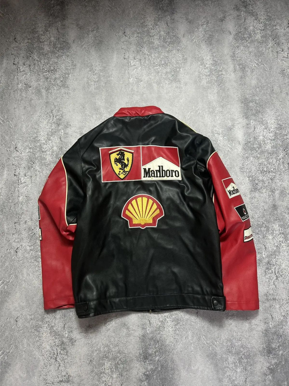 Black & Red Marlboro Vintage Leather Jacket | Premium Racing Jacket | Brother Ads