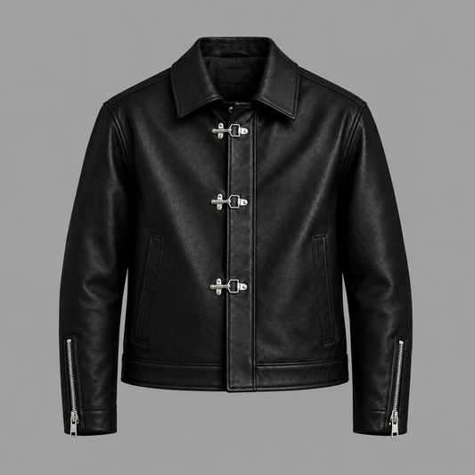 Black Clash Leather Jacket for Men | Premium Vintage Racing Streetwear Jacket – Brother Ads