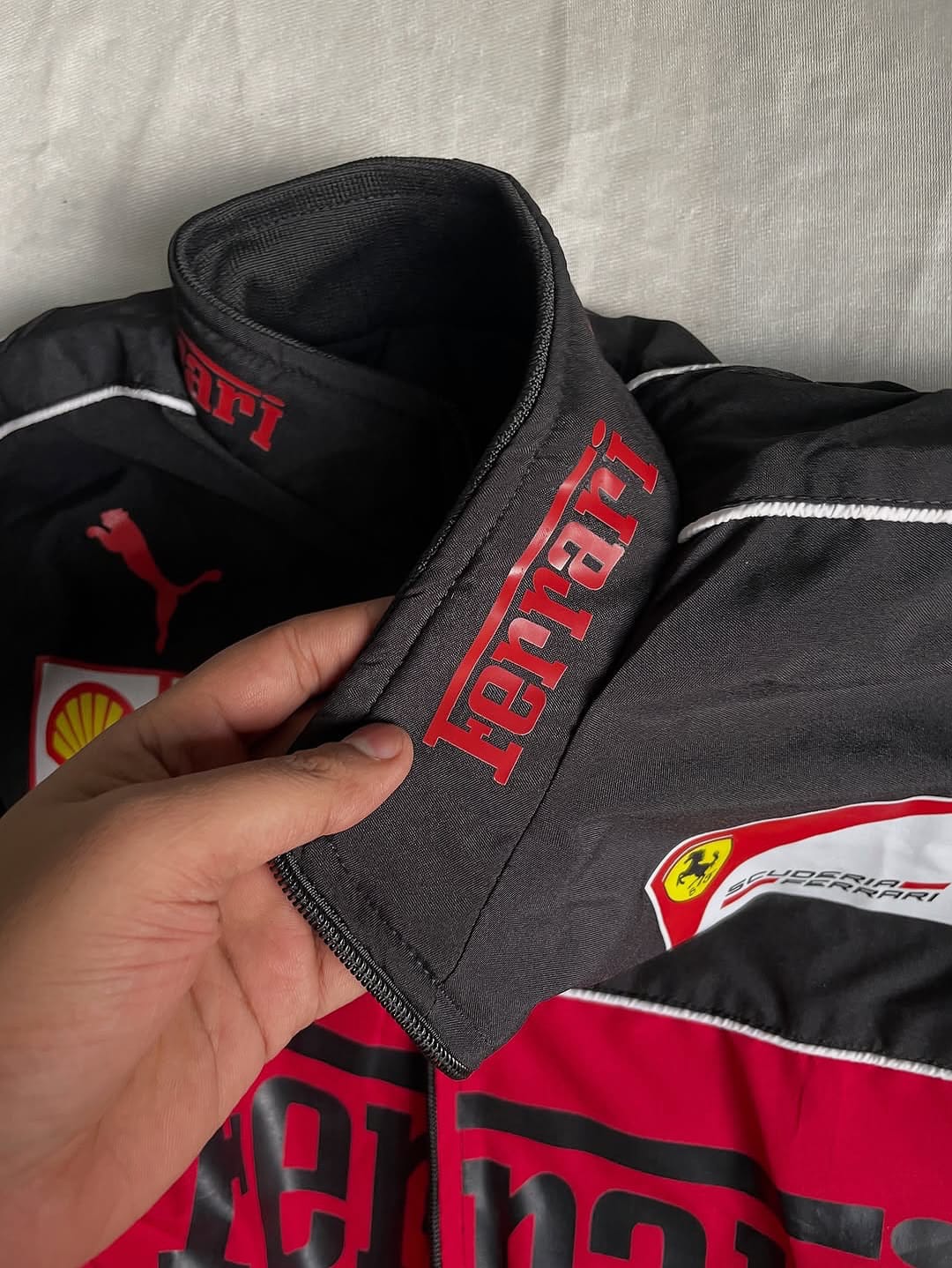 Black Ferrari Racing Jacket | Vintage Motorsport Jacket