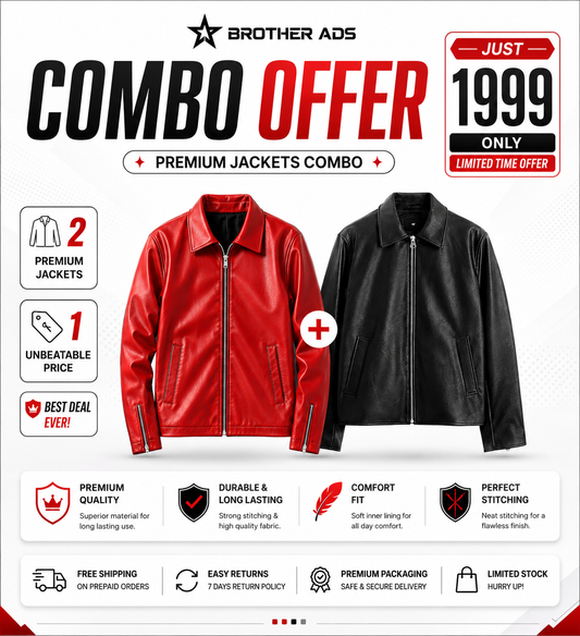 Red & Black Leather Jacket Combo Collection | Brother Ads
