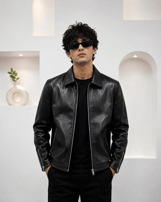Black Leather Jacket for Men – Premium Vintage Biker Style