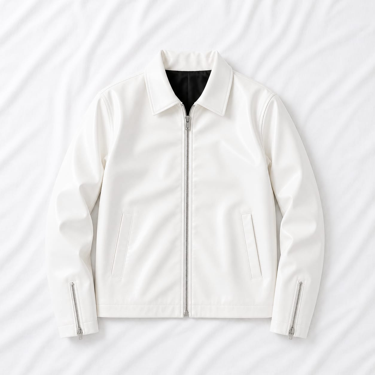 White Premium Vintage Leather Jacket for Men & Women | Classic Biker Bomber Style
