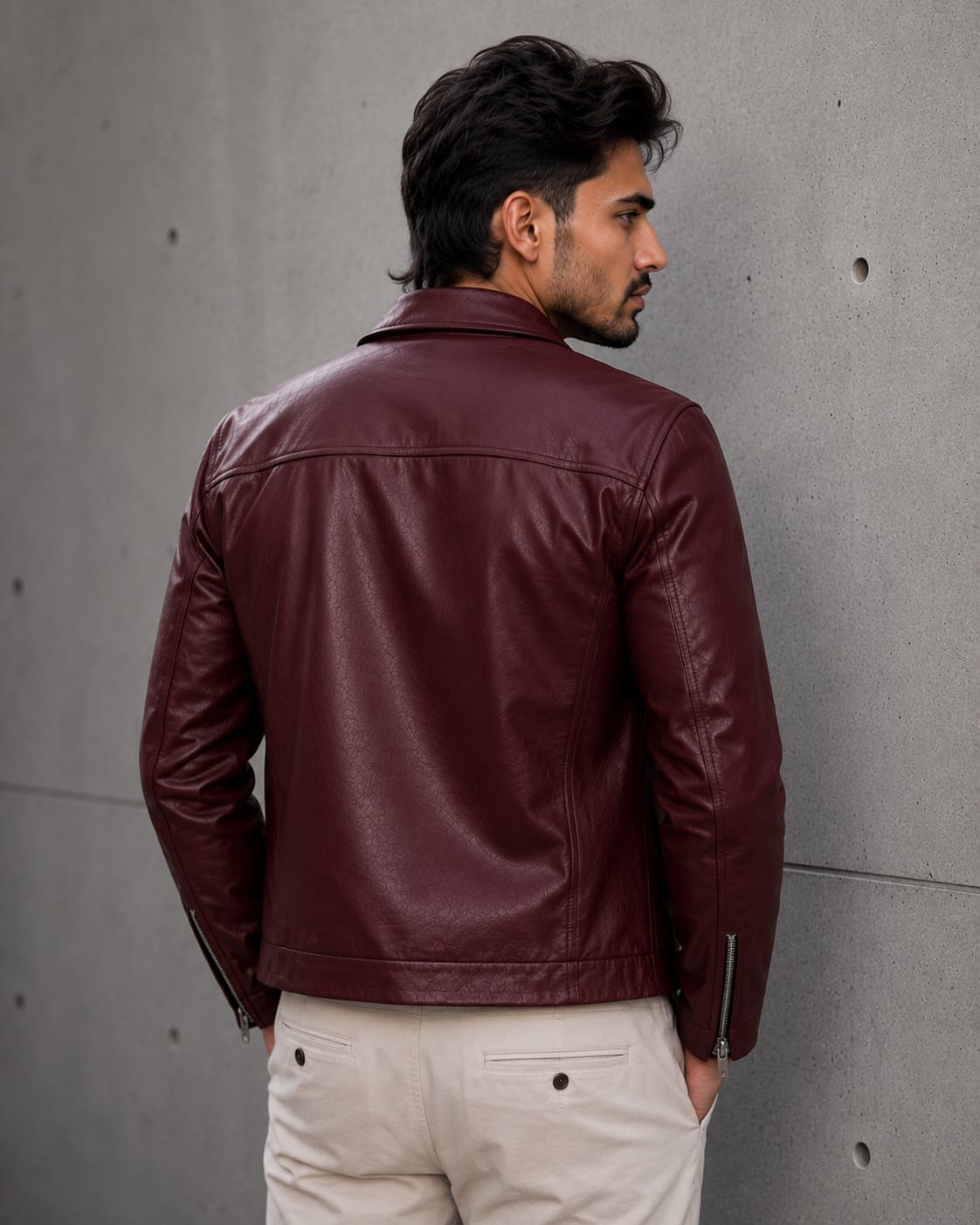 Burgundy Premium Leather Jacket – Vintage Streetwear Collection | Brother Ads