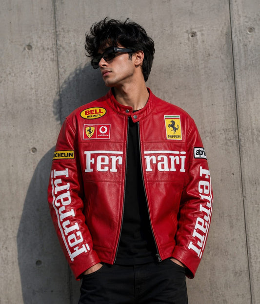 Red Leather F1 Vintage Racing Jacket – Premium Motorsport Jacket | Brother Ads