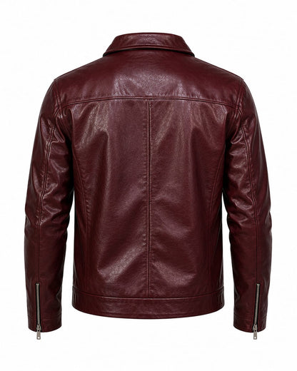 Burgundy Premium Leather Jacket – Vintage Streetwear Collection | Brother Ads