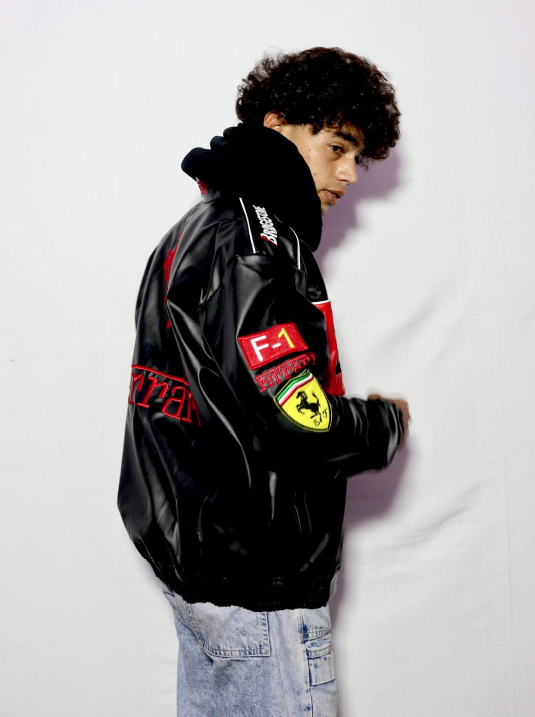 Black Ferrari Leather Bomber Jacket Vintage | Premium Racing Jacket for Men & Women