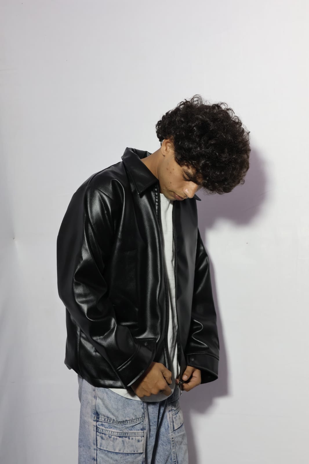 Premium Black Faux Leather Jacket for Men & Women | Vintage Biker Style