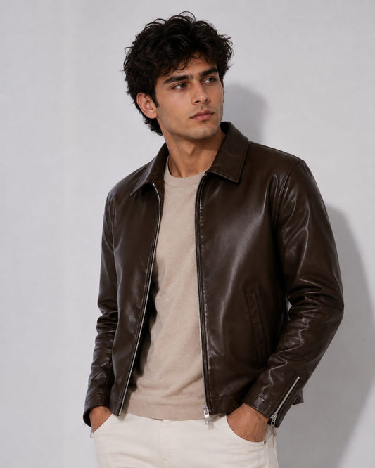Brown Premium Leather Jacket – Vintage Classic Streetwear | Brother Ads