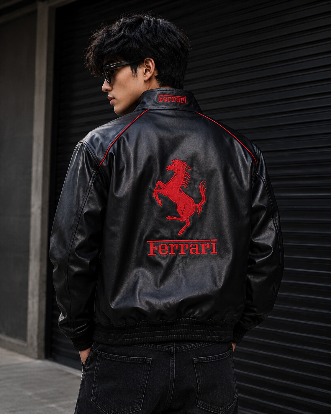 White & Black F1 Leather Vintage Racing Jacket | Brother Ads