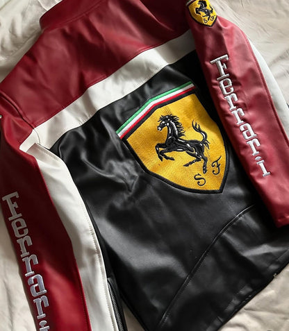 Maroon F1 Vintage Racing Leather Jacket | Premium Motorsport Jacket | Brother Ads