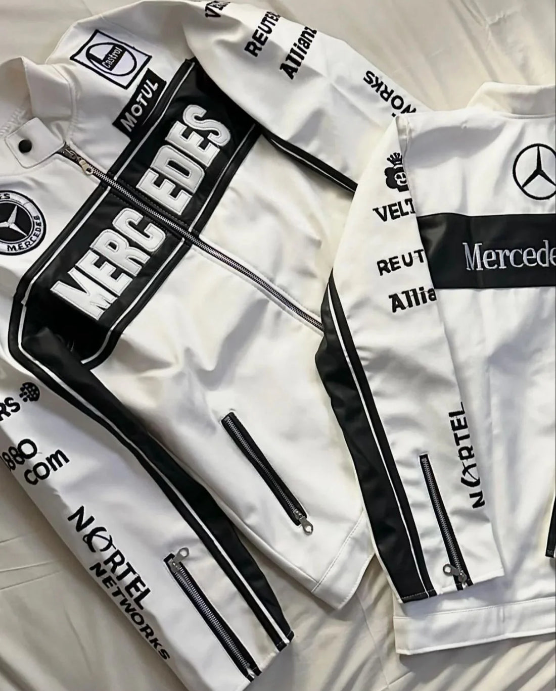White Mercedes Leather Jacket | Brother Ads