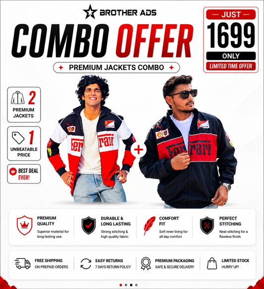 F1 Trio & Black Vintage Motorsport Racing Jacket Pack of 2 | Brother Ads