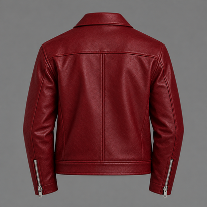 Burgundy Clasp Leather Jacket for Men | Brother Ads