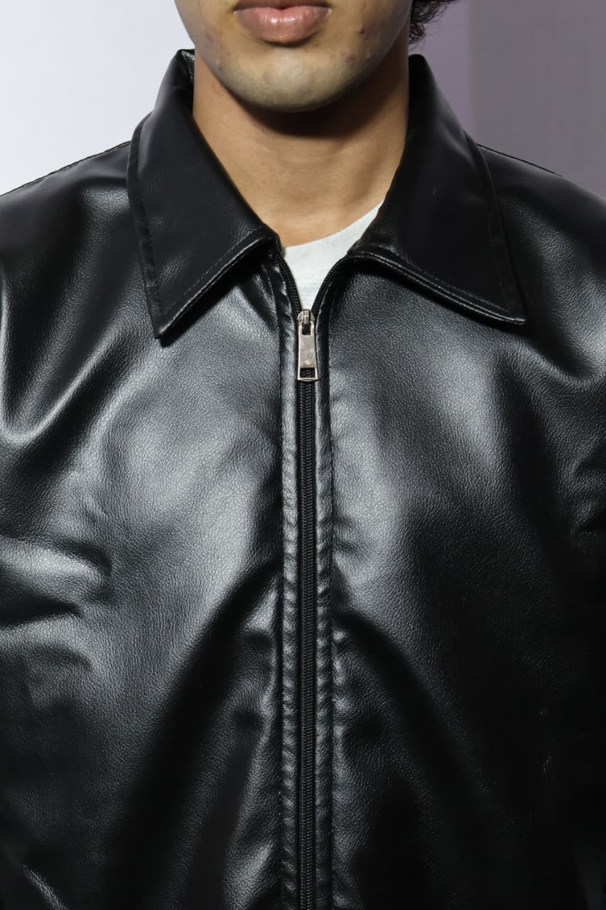 Premium Black Faux Leather Jacket for Men & Women | Vintage Biker Style