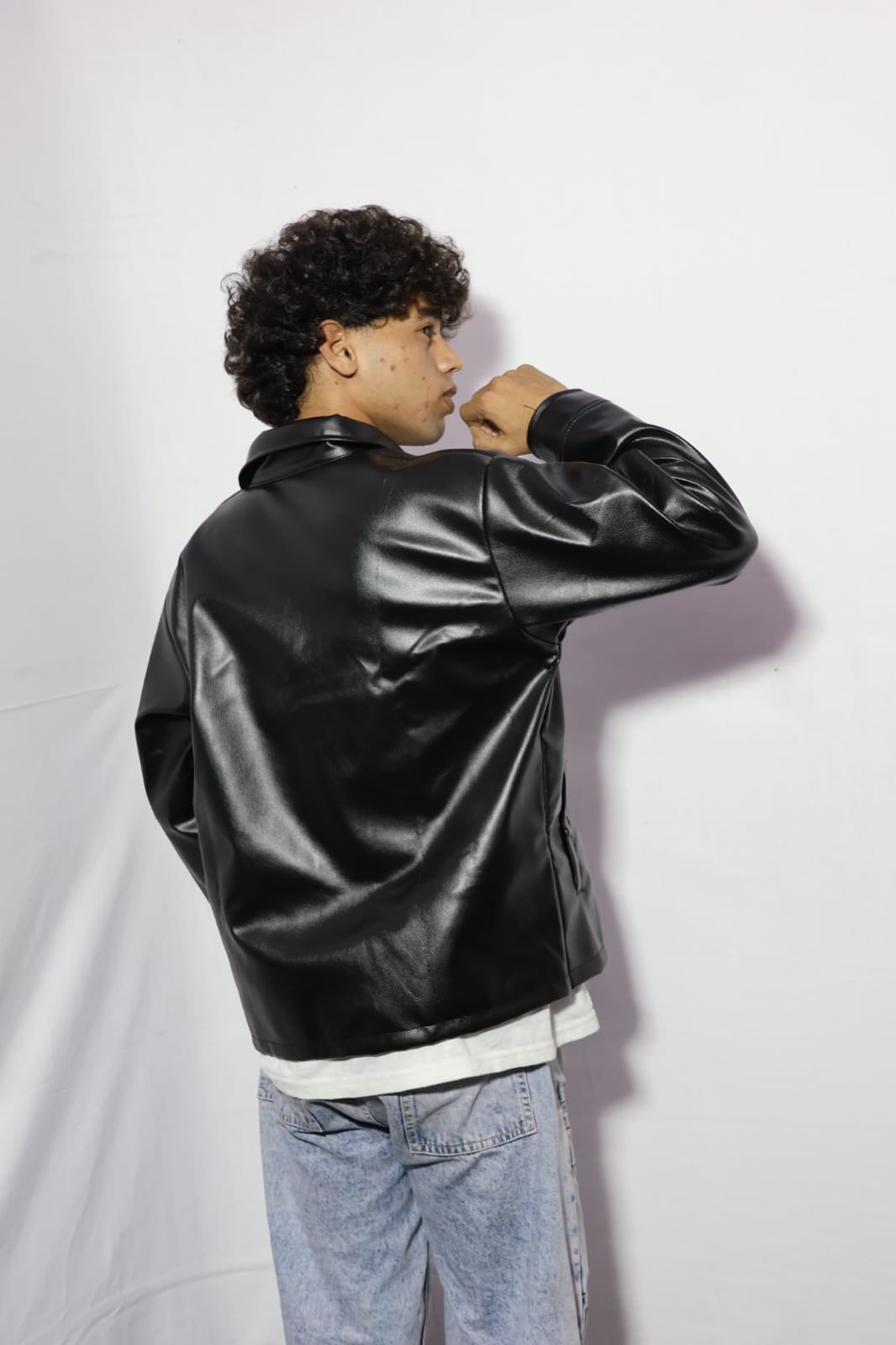 Premium Black Faux Leather Jacket for Men & Women | Vintage Biker Style