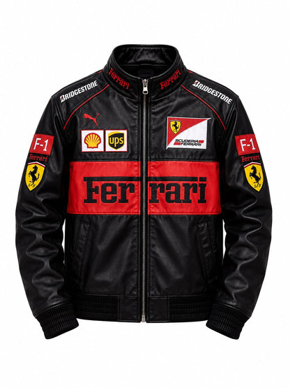 Black & Red Vintage Leather Racing Jacket – Premium Motorsport Jacket | Brother Ads