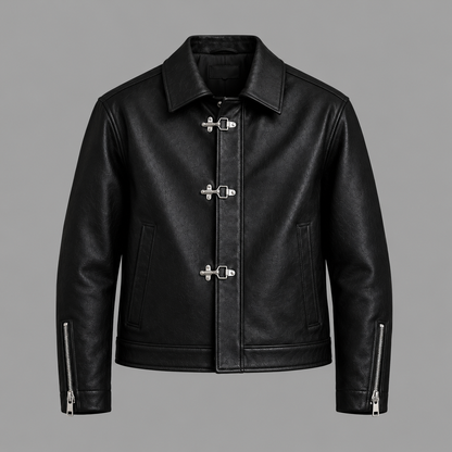 Black Clash Leather Jacket for Men | Premium Vintage Racing Streetwear Jacket – Brother Ads