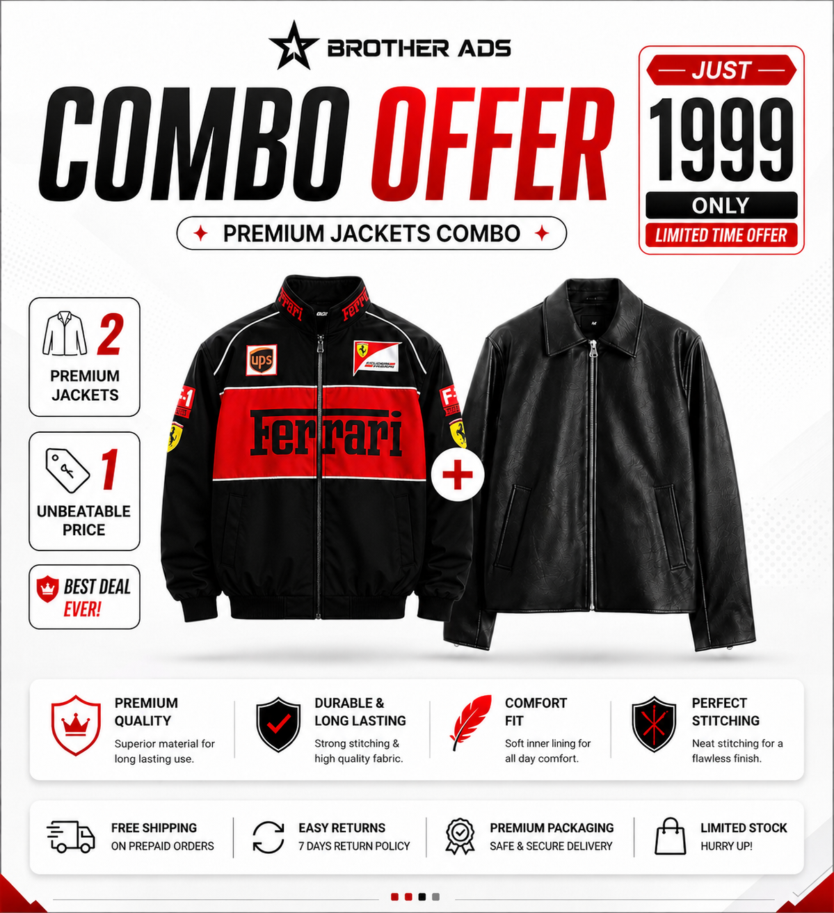 Combo F1 & Black Leather Jacket Collection | Brother Ads