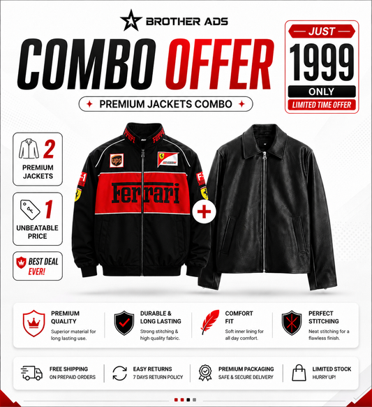 Combo F1 & Black Leather Jacket Collection | Brother Ads
